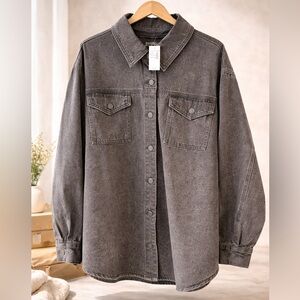 Maurices Charcoal Studded Denim Jacket XXL New With Tags